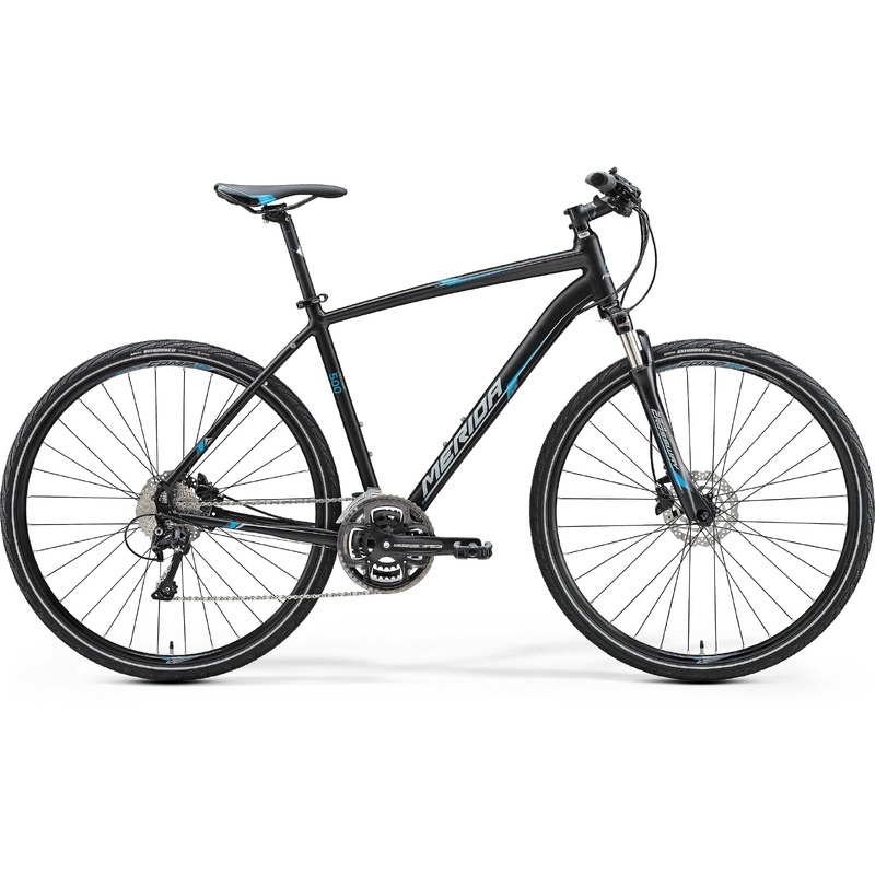 Merida Crossway 500 Hybrid Bike Black/Blue/Grey (2017)