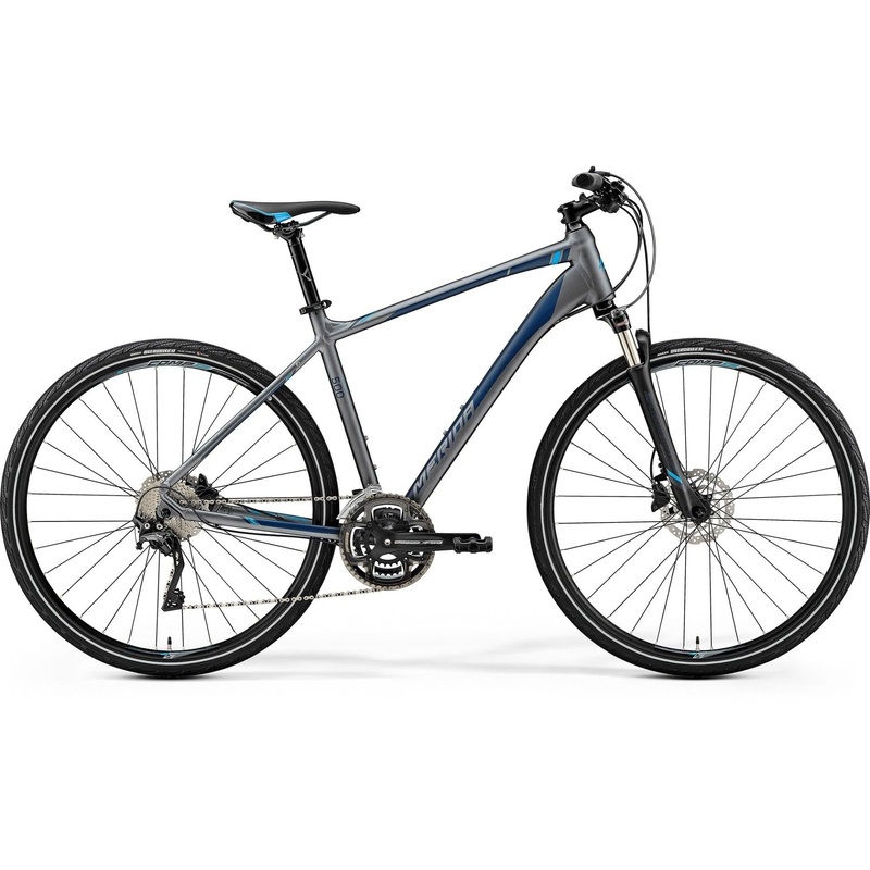 Merida Crossway 500 Hybrid Bike Matt Dark Silver/Blue/Dark Blue (2019)