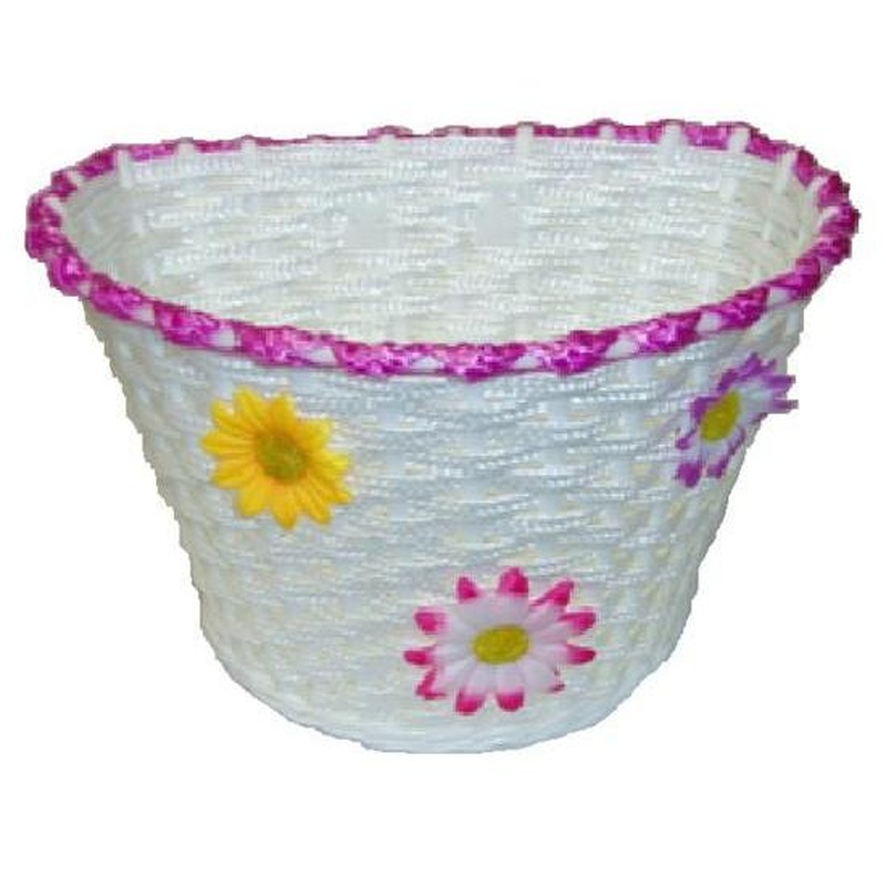 Front Flower Basket 12-16inch Bikes White/Pink