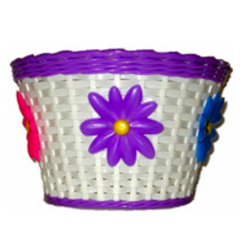 Front Flower Basket 12-16inch Bikes White/Purple