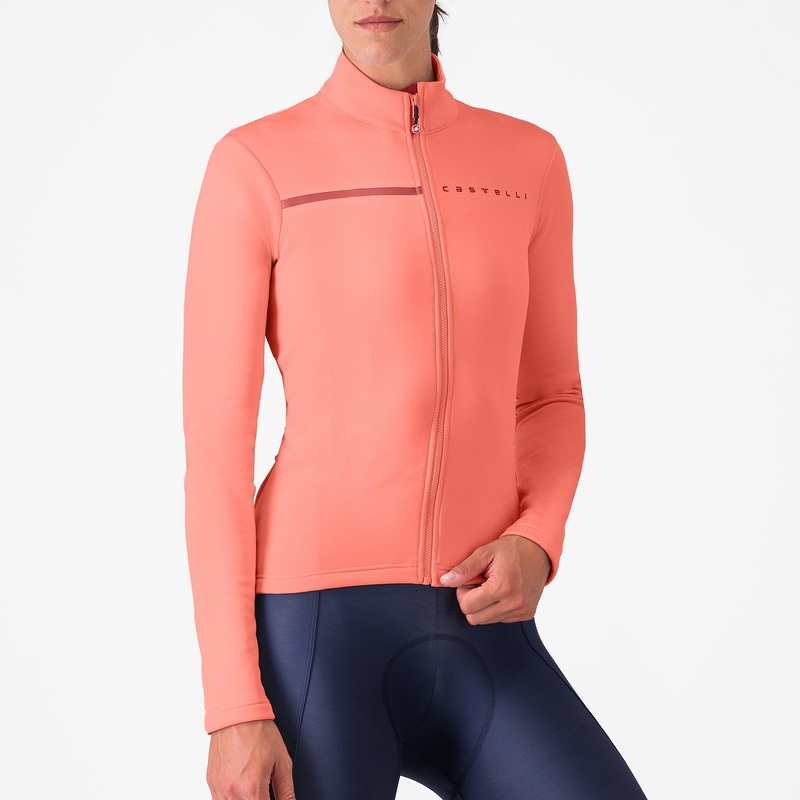 Castelli Sinergia 2 woman long sleeves jersey - Pink bordeaux