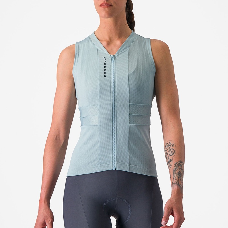 Castelli Anima 4 woman sleeveless jersey - Light blue