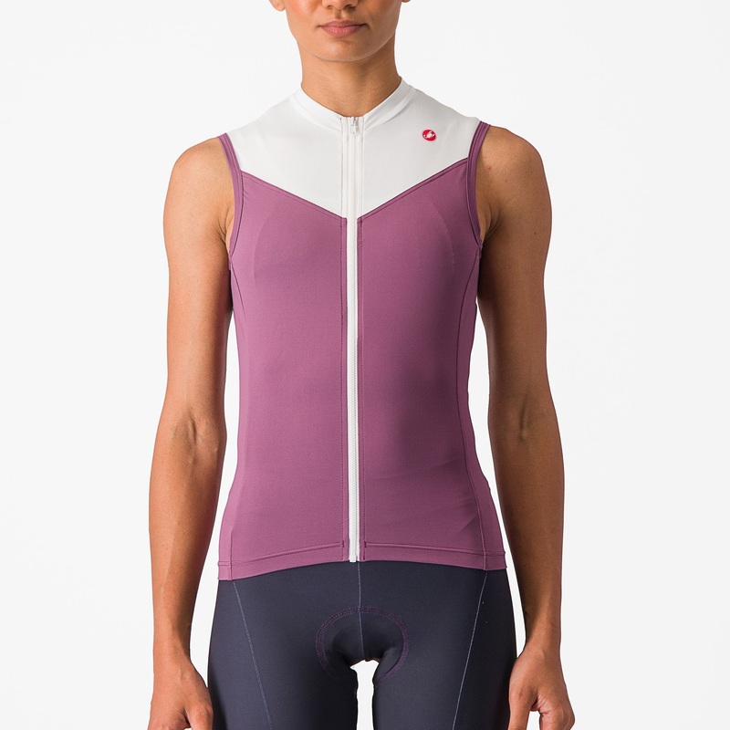 Castelli Solaris woman sleeveless jersey - White violet