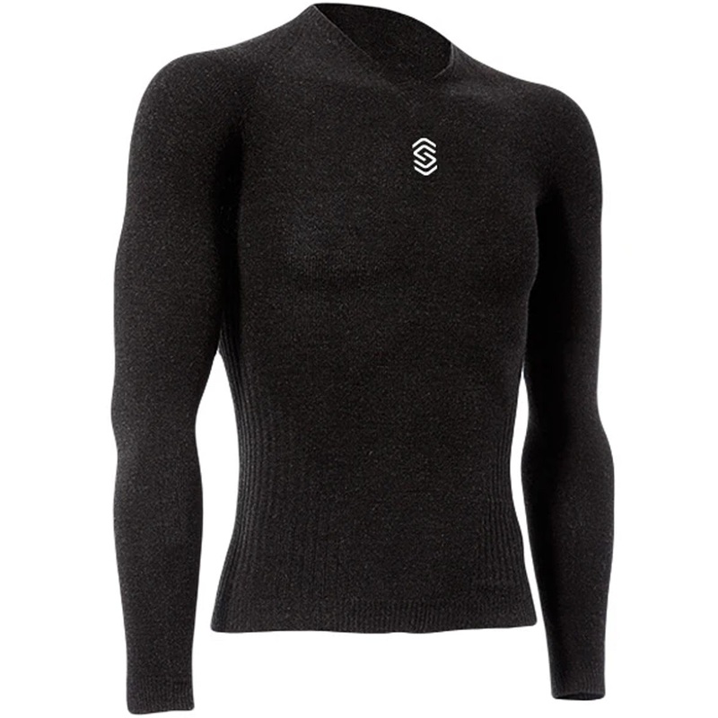 Silverskin Stay Warm V neck long sleeve base layer - Dark grey