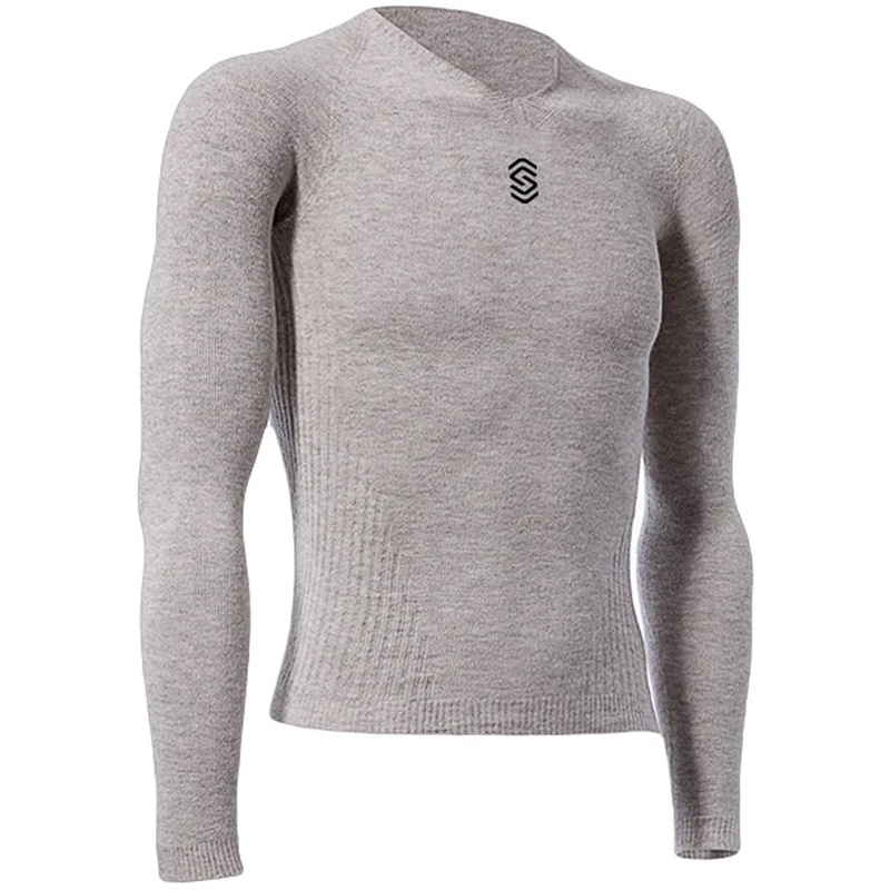 Silverskin Stay Warm V neck long sleeve base layer - Grey