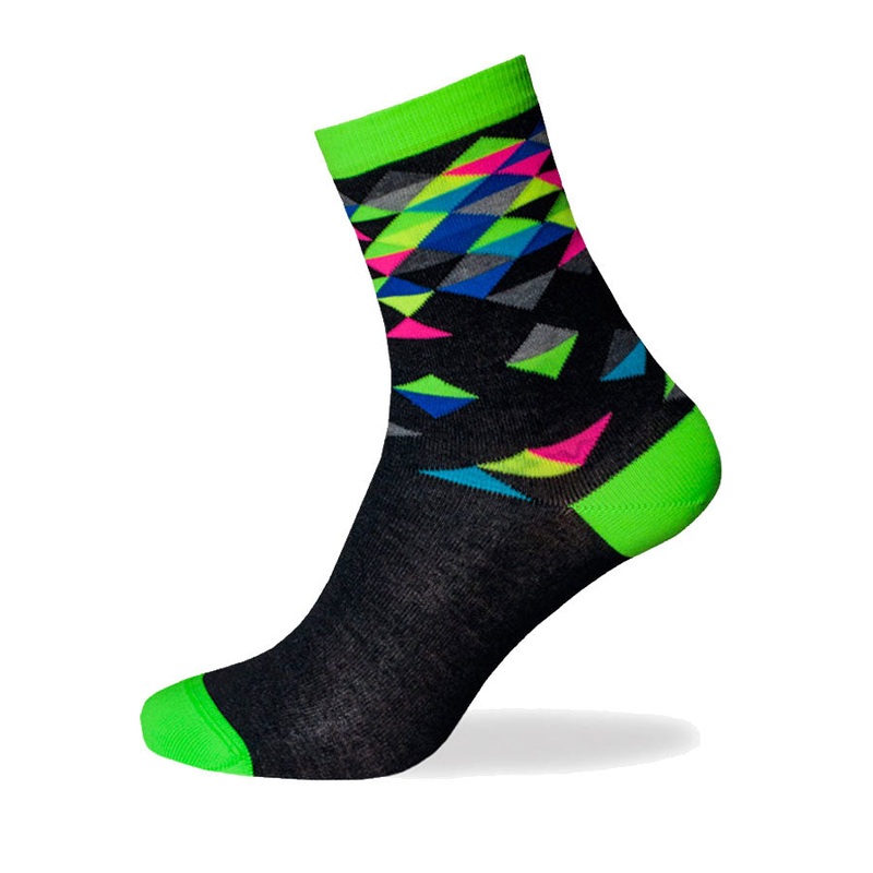 Biotex Multicolor Diamond Socks - Green Fluo
